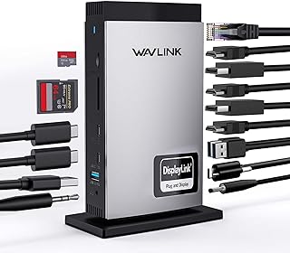WAVLINK Docking USB C Laptop Station with 3 HDMI, DisplayLink Triple 4K60Hz, for M1~M5 Mac/Windows, 5*USB, 2DP Compatible with MacBook Neo(No Laptop Charging)