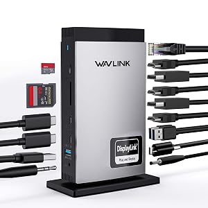 WAVLINK USB-C Docking Station 3 HDMI - DisplayLink Triple Monitor 4K60Hz