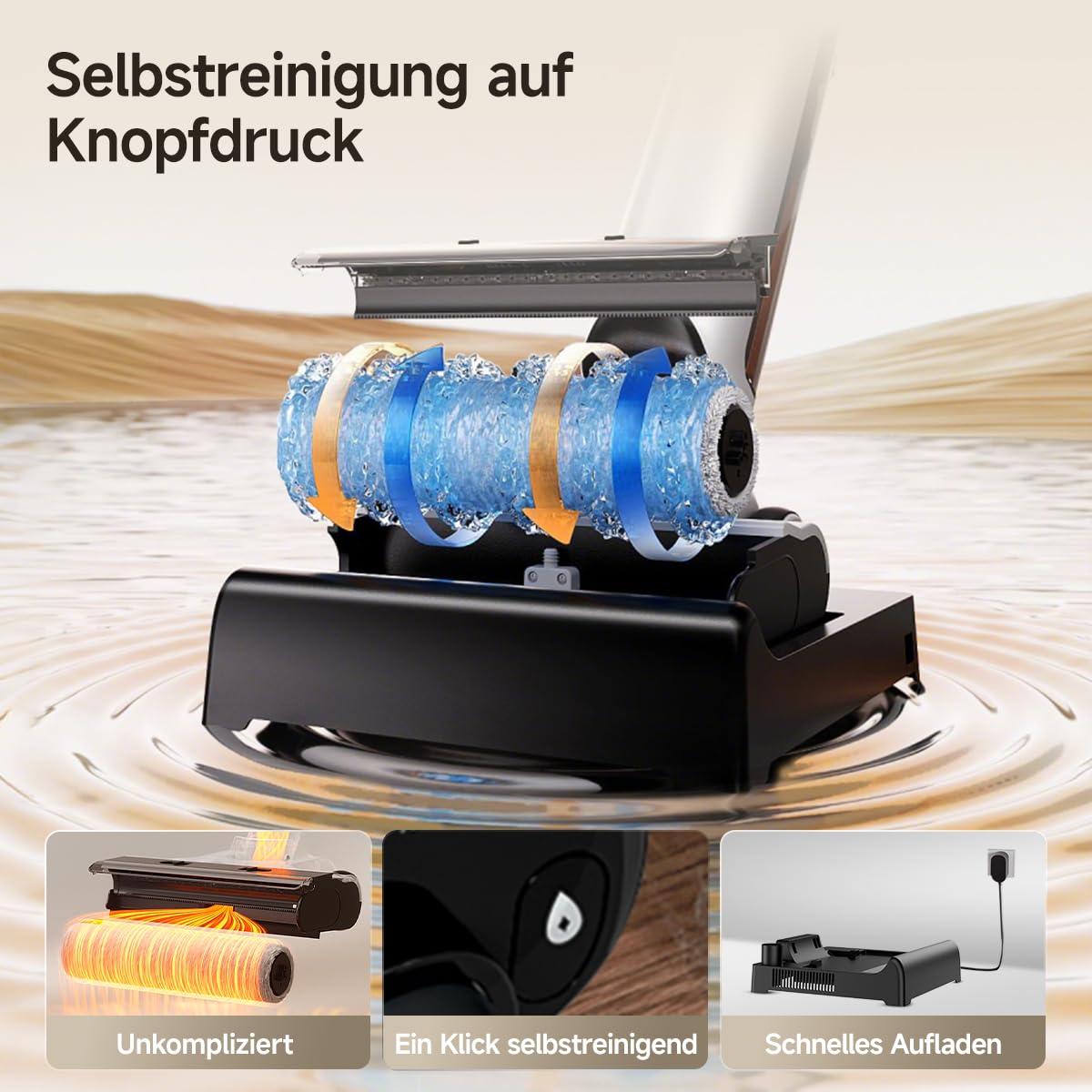 uwant D500 Nass Trockensauger,Abwassertanks-Desodorierung,180° Lay-Flat Saugwischer,17,000 Pa Saugkraft,65°C Leise Heißtrocknung,Selbstreinigend,Verwicklungsfreies Design,IPX6 wasserdichte Bodenbürste