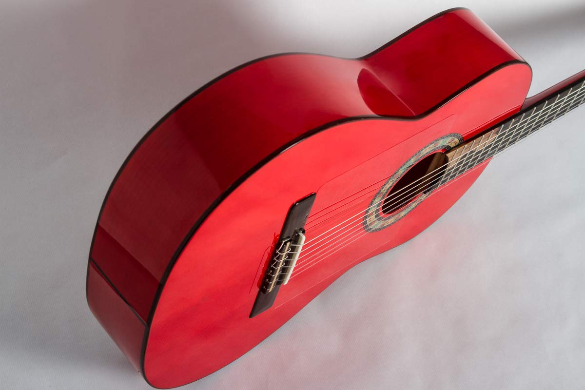 Amazon.com: FLACA Flamenca Guitarra Cypress roja hecha a mano en Barcelona  España : Instrumentos Musicales