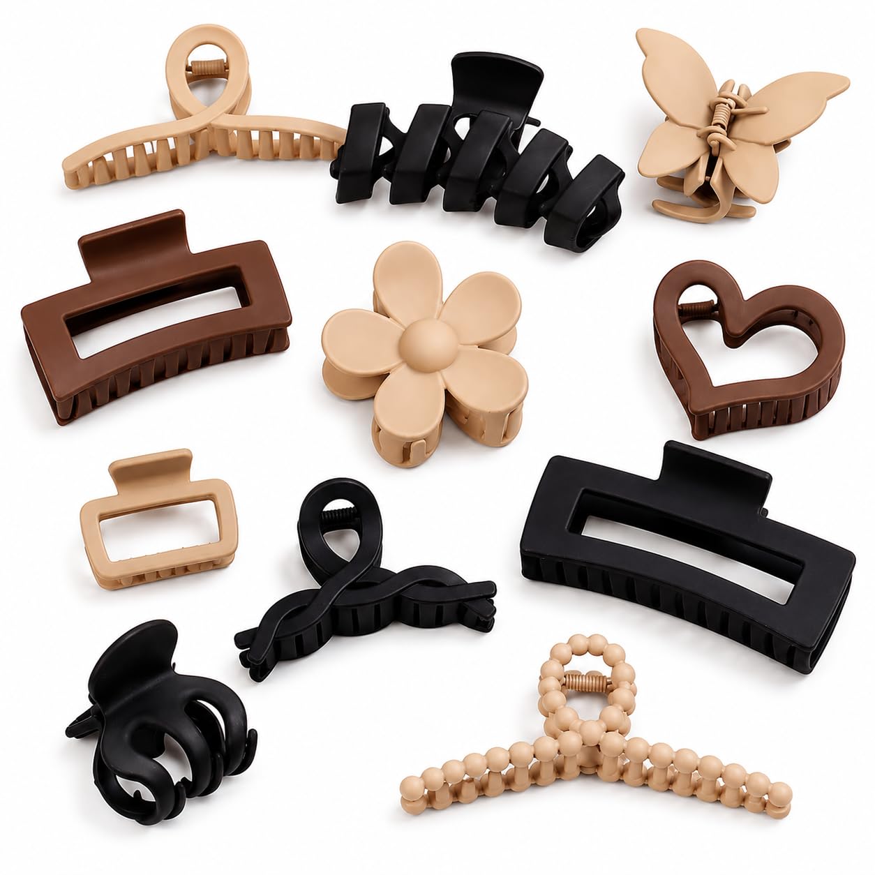 11 Pcs Hair Claw Clips Set for Women & Girls | Matte Strong Hold Non-Slip Hair Clips | Large & Mini Jaw Clips | Hair Styling Accessories for Thick & Thin Hair | Neutral Colors-image-21