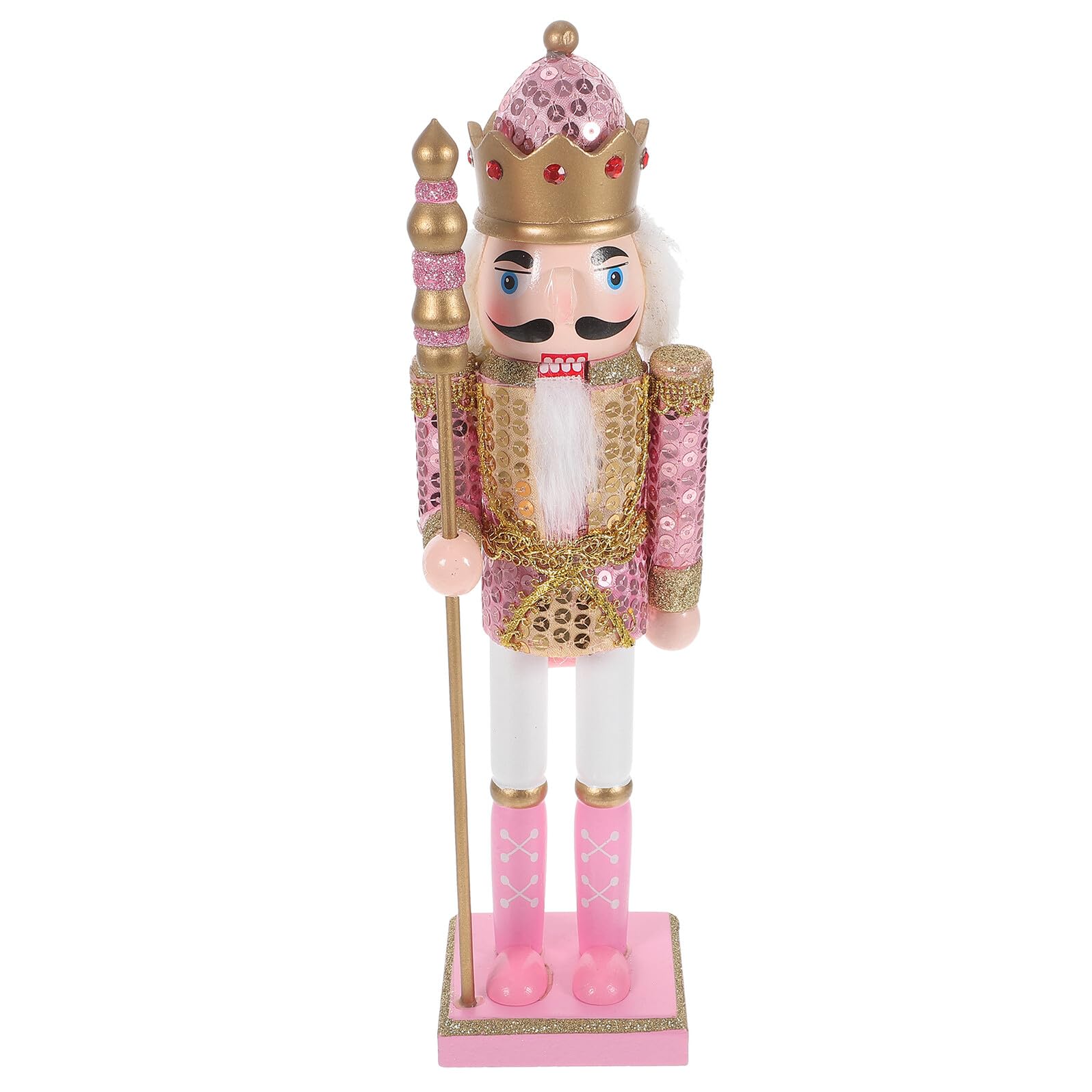 Toyvian Decorazione Natalizia Legno Rosa Soldatino Nutcracker Funzionante, Ornamento da Tavola per Festa di Natale su Davanzale o Stufa