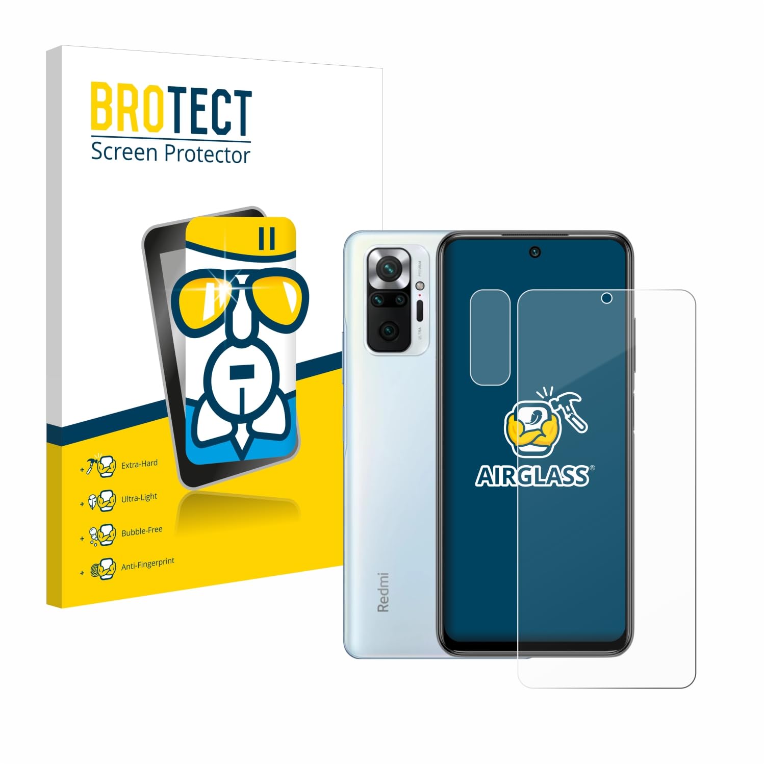 BROTECT - Protection D'écran Pour Xiaomi Redmi Note 10 Film De Protection En Verre Trempe Transparent