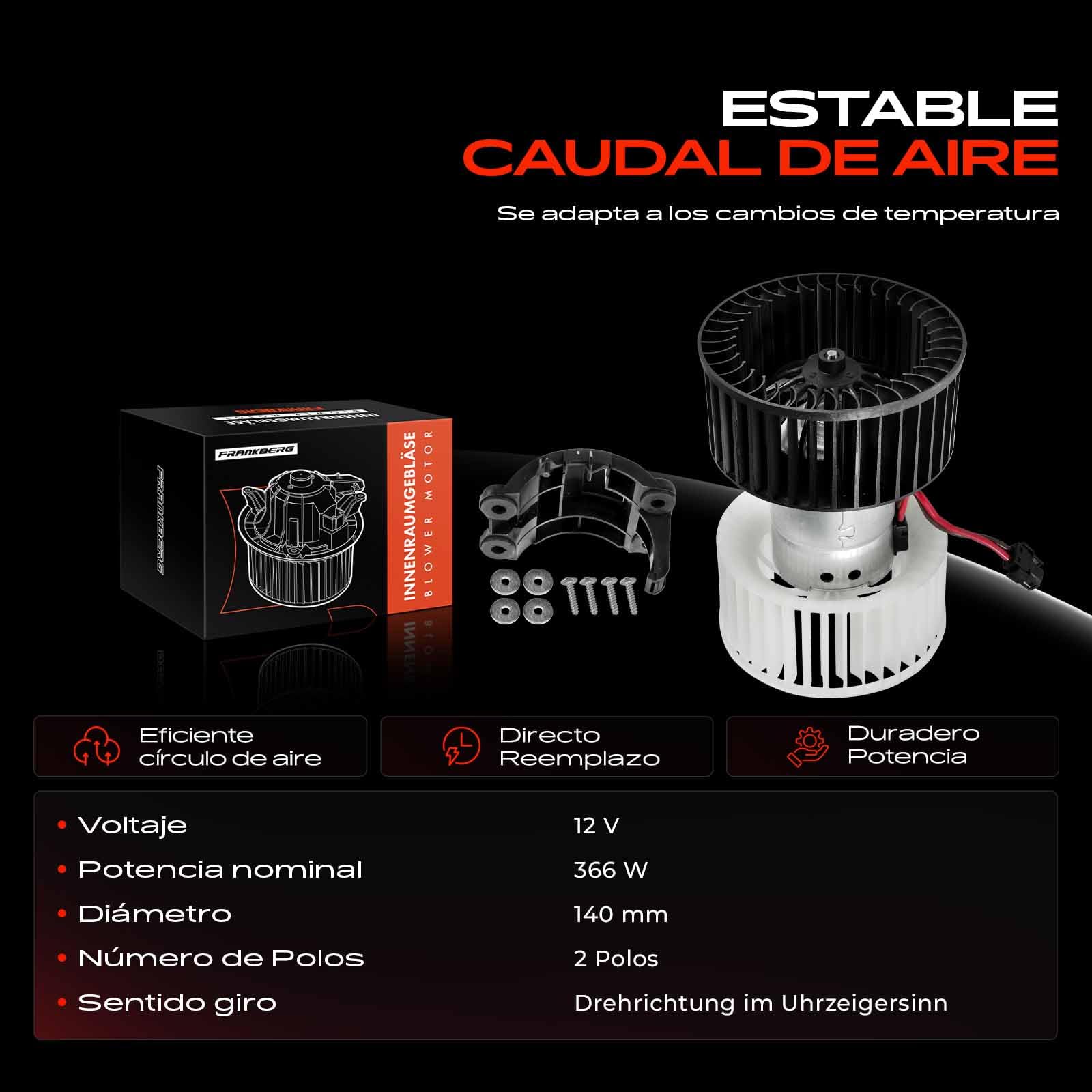 Frankberg Motor del ventilador del calefactor Compatible con Serie 3 Compact E46 Serie 3 Touring E46 Serie 3 E46 Serie 3 cabrio E46 Serie 3 Coupé E46 Replace# 64119204154