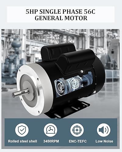 Miniatura 10 de Motor eléctrico 12HP 1750RPM Motor monofásico de uso general 115230V 78 "diámetro de eje CWCCW TEFC