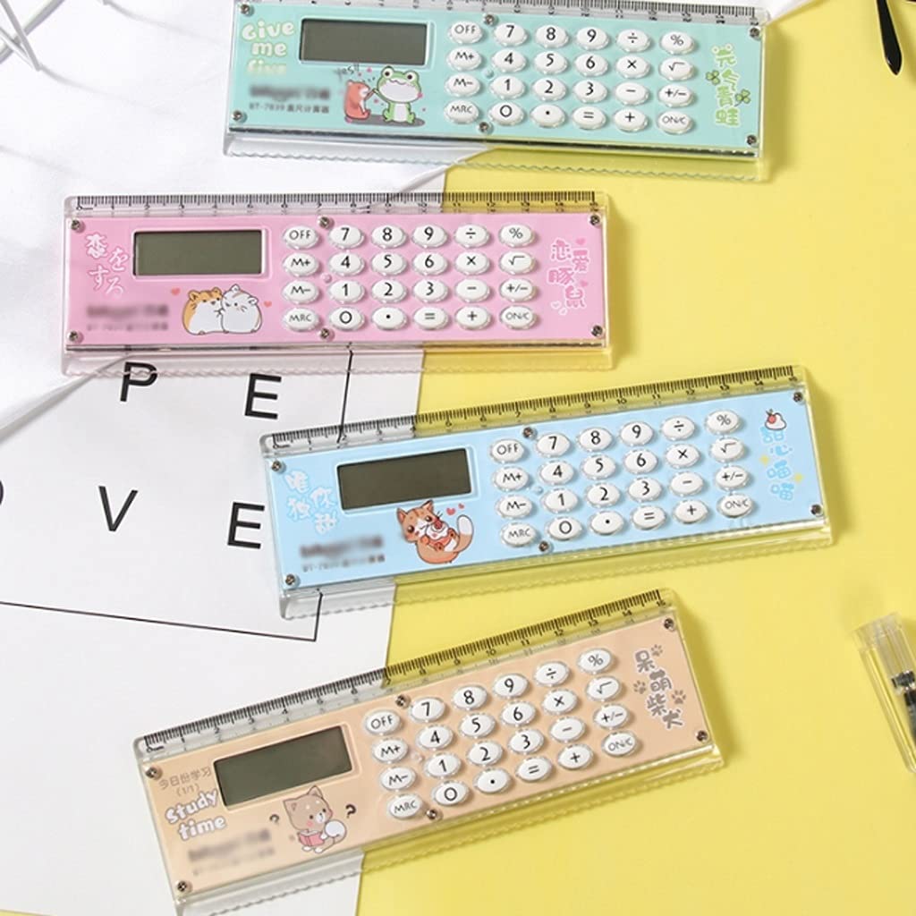 Calcolatrice da tavolo, calcolatrice da ufficio, calcolatrici Calcolatrice mini righello Righello carino da 5,9 pollici e metrico da 15 cm con funzioni di base Calcolatrice multifunzione da scrivania