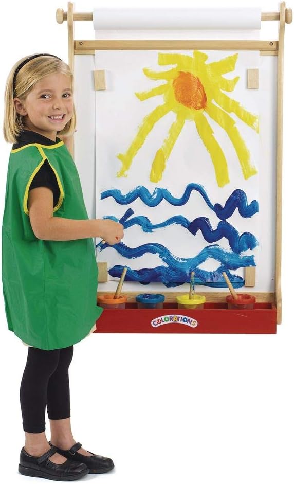 Wall Easel, Wall mounts, Easel That attaches to Wall, Magnetic Dry Erase, Chalkboard, Holds Paper roll for Artwork, Painting Easel, Easel for Children, Kids Easel (Item # Weasel) Compact