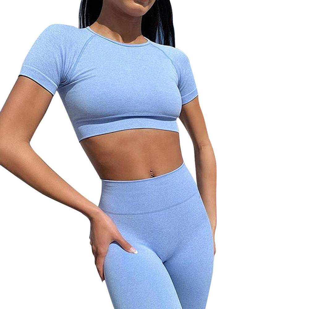 Unikalne Power Gym Legginsy, damskie bezszwowe zestawy do jogi top spodnie sportowe z wysokim stanem odzież na siłownię - 1_L, legginsy do jogi w talii stretch siłownia