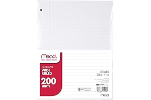 Wide Notebook Paper: Mead Loose Leaf, Wide Ruled, 8x10.5, 200 Sheets for...
