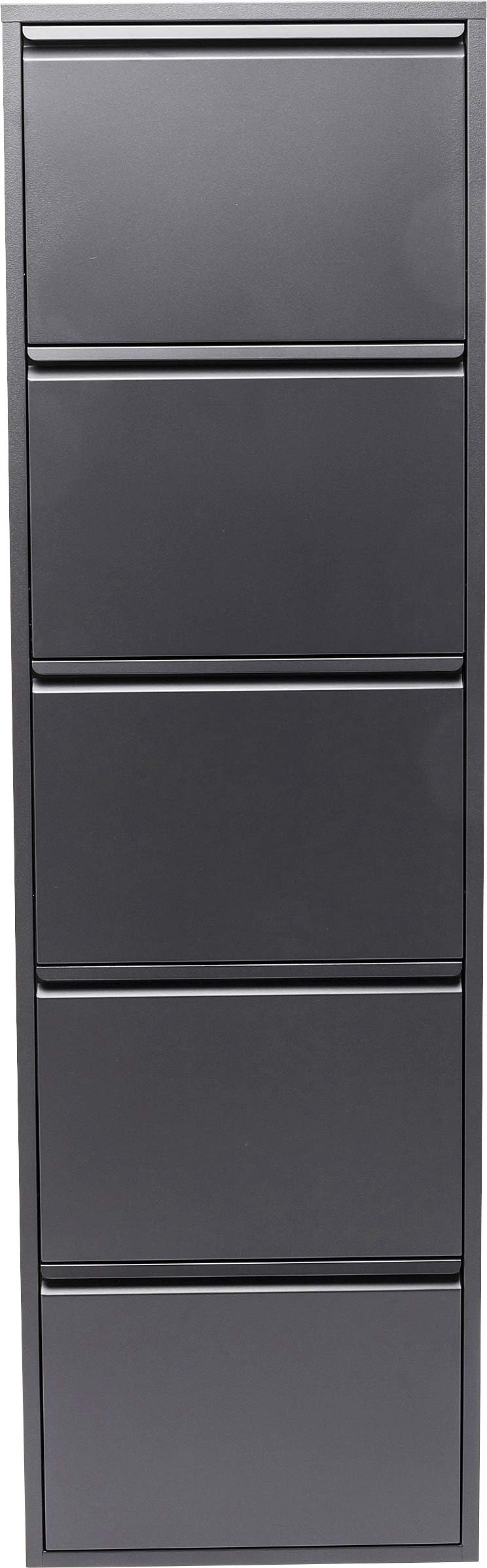 Kare Design Shoe cabinet Caruso, Anthracite, 173x50x15 cm, Metal, with 5 flaps, Shoe storage for 10 pairs of shoes, narrow, space-saving, tall, Shoe rack, Entryway