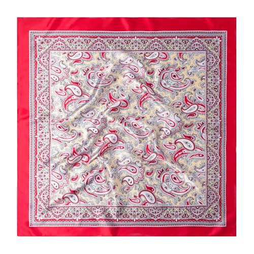Image of 35 inch Men's Silk Cowboy Scarf - Oversized Western Bandana Neckwear, Large Square Scarf with Gift Packaging