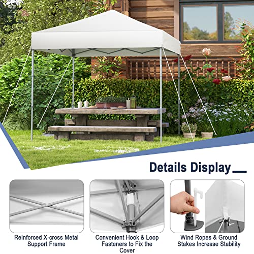 Image of Tangkula 6.6x6.6 Ft Pop Up Canopy, 1 Person Instant Setup Portable Canopy Tent with Center Lock, UPF 50+ Sun Protection, 8 Stakes, 4 Ropes, Carrying Bag