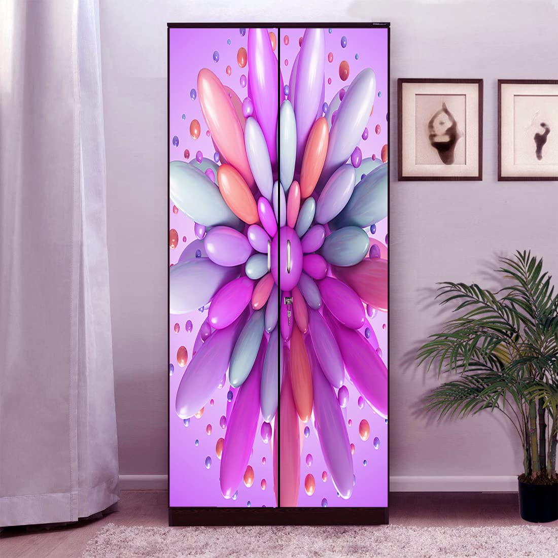 Bnezz Self Adhesive Almirah Stickers Extra Large Size (99x219) Cm Wall Stickers for Wardrobe Stickers for Bedroom | Wallpaper for Walls & Door Sticker | Almera sticker (CadburyGemsAlmira)