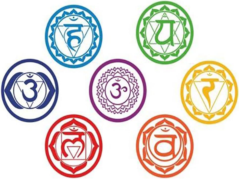 Sundarling Seven Chakras Wall Decal Set Yoga Reiki Meditation Spiritual Art Decor Stickers