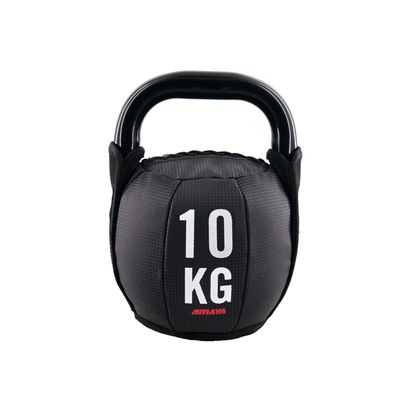 AMAYA SPORT Kettlebell konkurencyjny miękki - 10 kg, chromowana stalowa rączka, wypełniona nylonem i stalą, Rosyjska waga, Power Bag, Trening siłowy, ćwiczenia podnoszenia ciężarów,