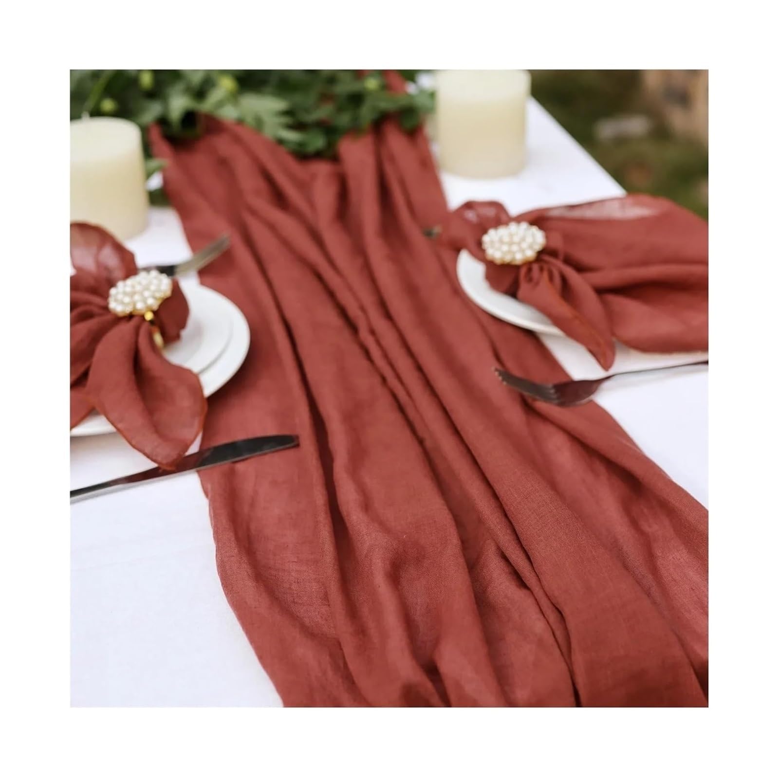 Cotton Table Napkins, Cheesecloth Voile Cotton Table Runner Multicolor Multiple Sizes(Brown,70X300cm)