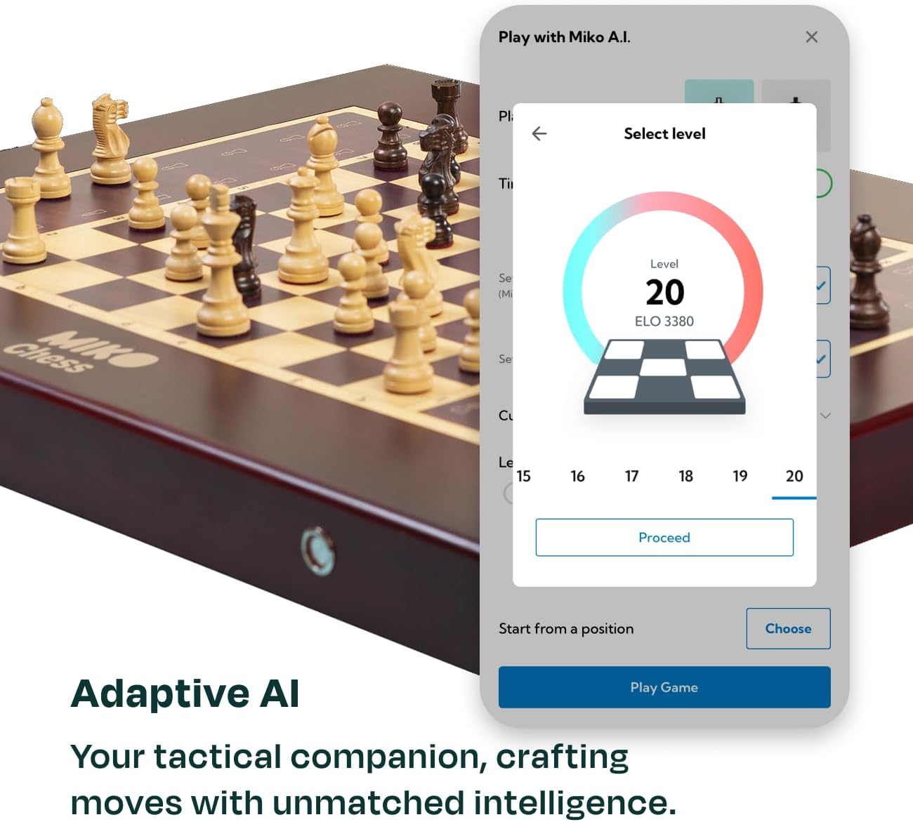 Miko Chess Grand: Your Ultimate AI Chess | Fully Automated Gameplay for All Skill Levels | World's Smartest Electronic Chess Board | Magnetic Wooden Chess Sets with Self Moving Pieces image 3