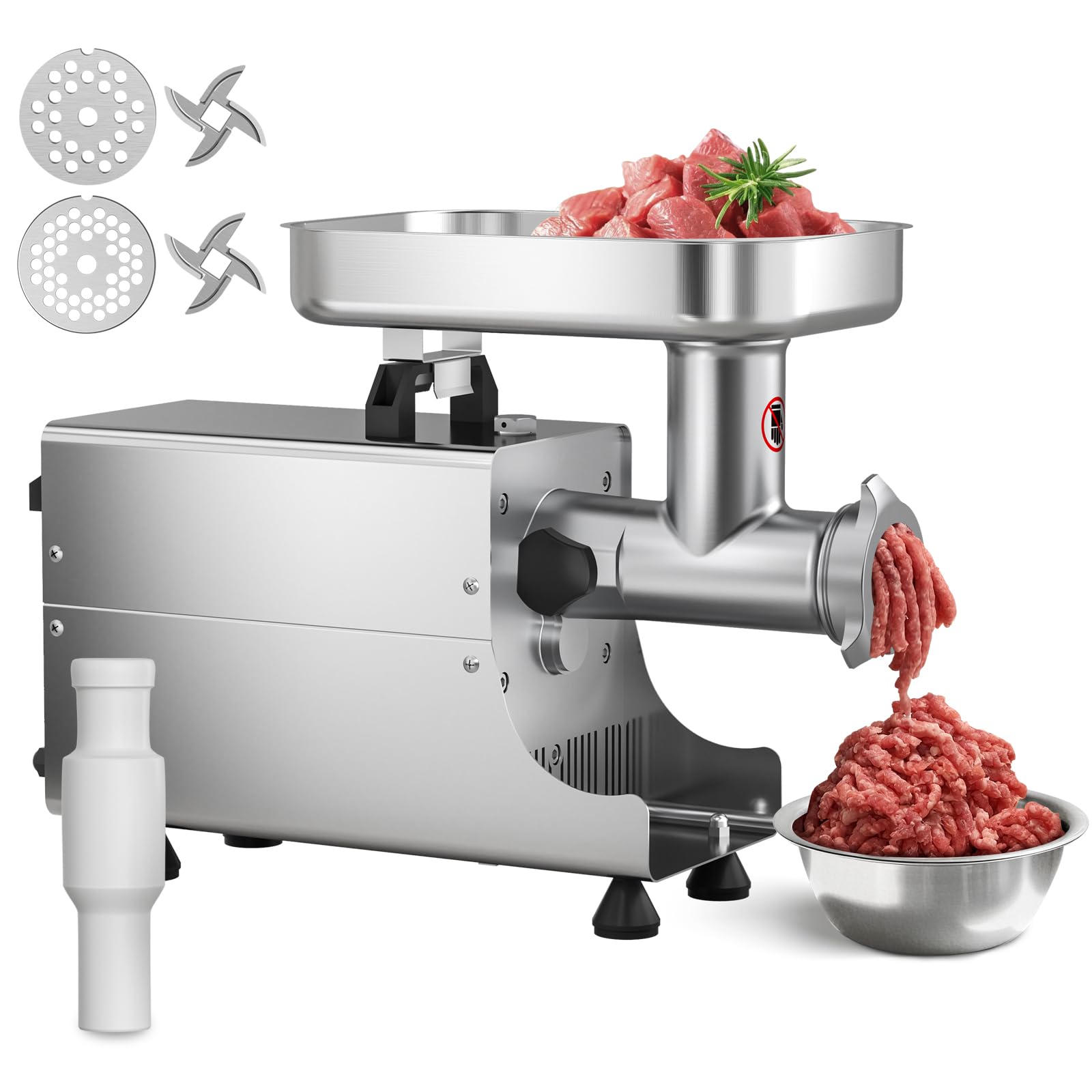 ARINOO Electric Commercial Meat Grinder #8,Sausage Stuffer, Heavy Duty 0.60 HP Stainless Steel Electric Food Grinders Machine for Home Kitchen Regular Use
