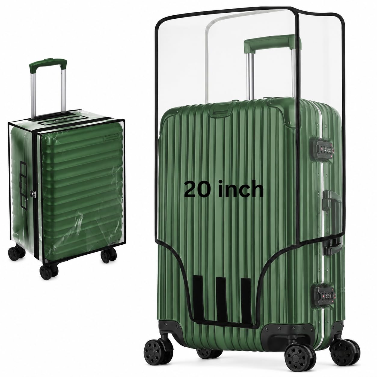 Transparent Luggage Cover | Clear PVC Suitcase Cover | Trolley Bag Protective Covers Case Waterproof Travel Bag Suitcase Covers | (20inch Small)-image-48