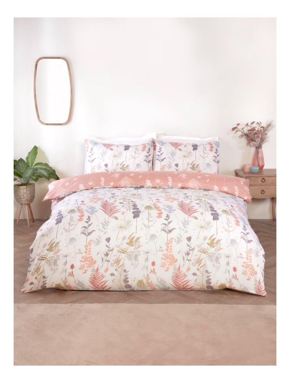 Duvet Cover Bedding Set with pillowcases, in Single, Double, King sizes, Reversible (Single, Floral Complete Bedding set with Fitted sheet)