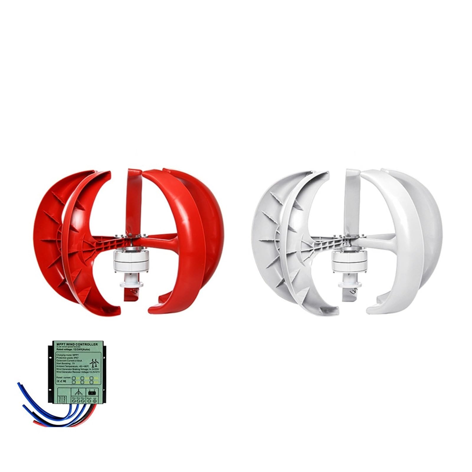 Turbine éolienne verticale 3000W 12V 48V, générateur éolien à Vertical avec contrôleur de charge MPPT(Red,Charging conrol,24V)