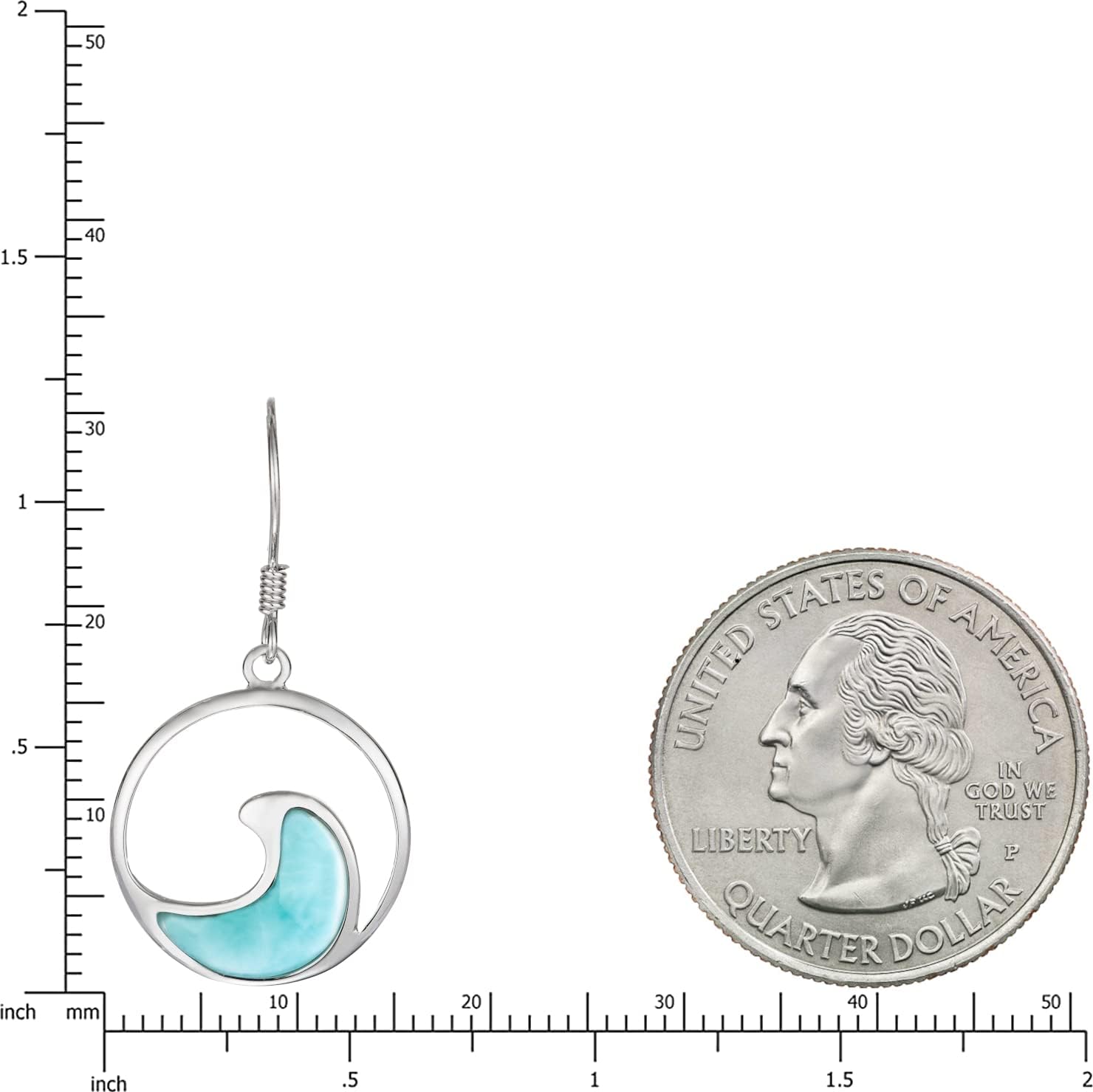 925 Sterling Silver Natural Larimar Ocean Wave Dangle Earrings, Nickel Free Hypoallergenic for Sensitive Skin, Hawaii Ocean Jewelry for Women, Gift Box Included