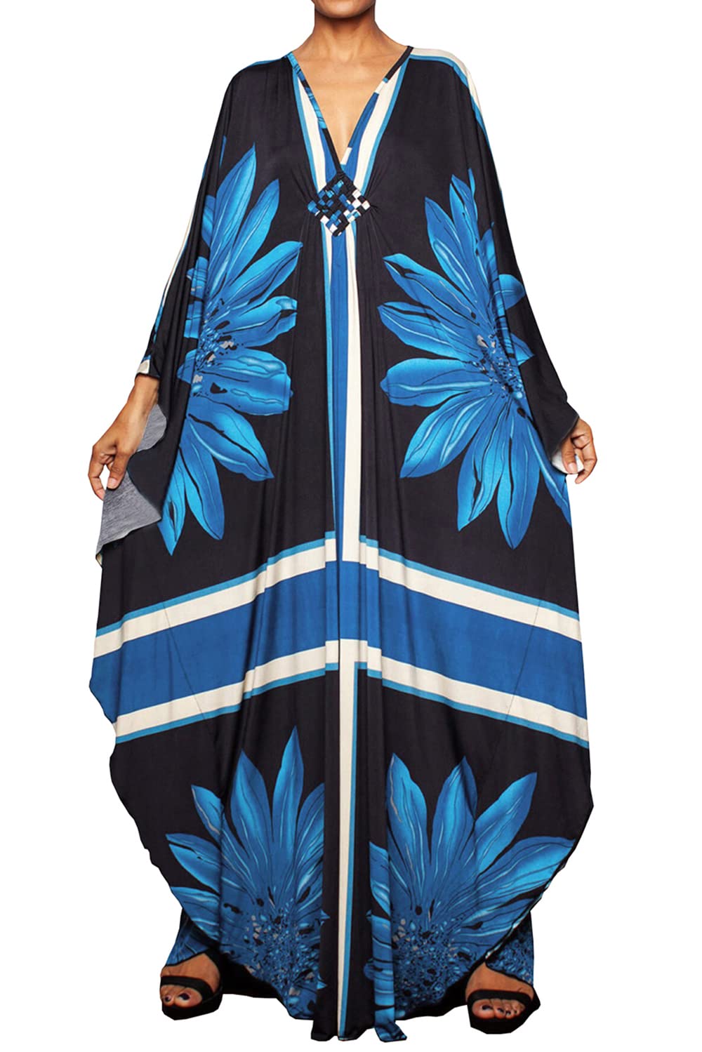 L-Peach Kaftan Kimono Ropa de Dormir Vestido de Playa Cover Ups Sarong para Mujer
