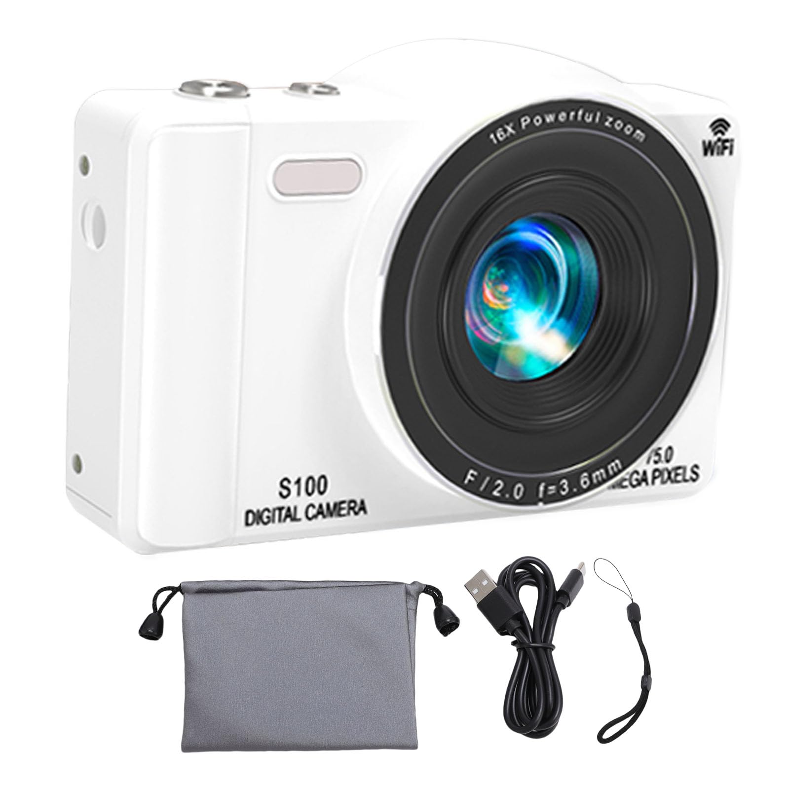 Bewinner Camera Digitale 4K per Fotografia, Fotocamera Vlog WiFi 75MP con Touchscreen da 2,8 ", 16x Zoom Digitale, Videocamere AutoFocus per Principianti (32GB)