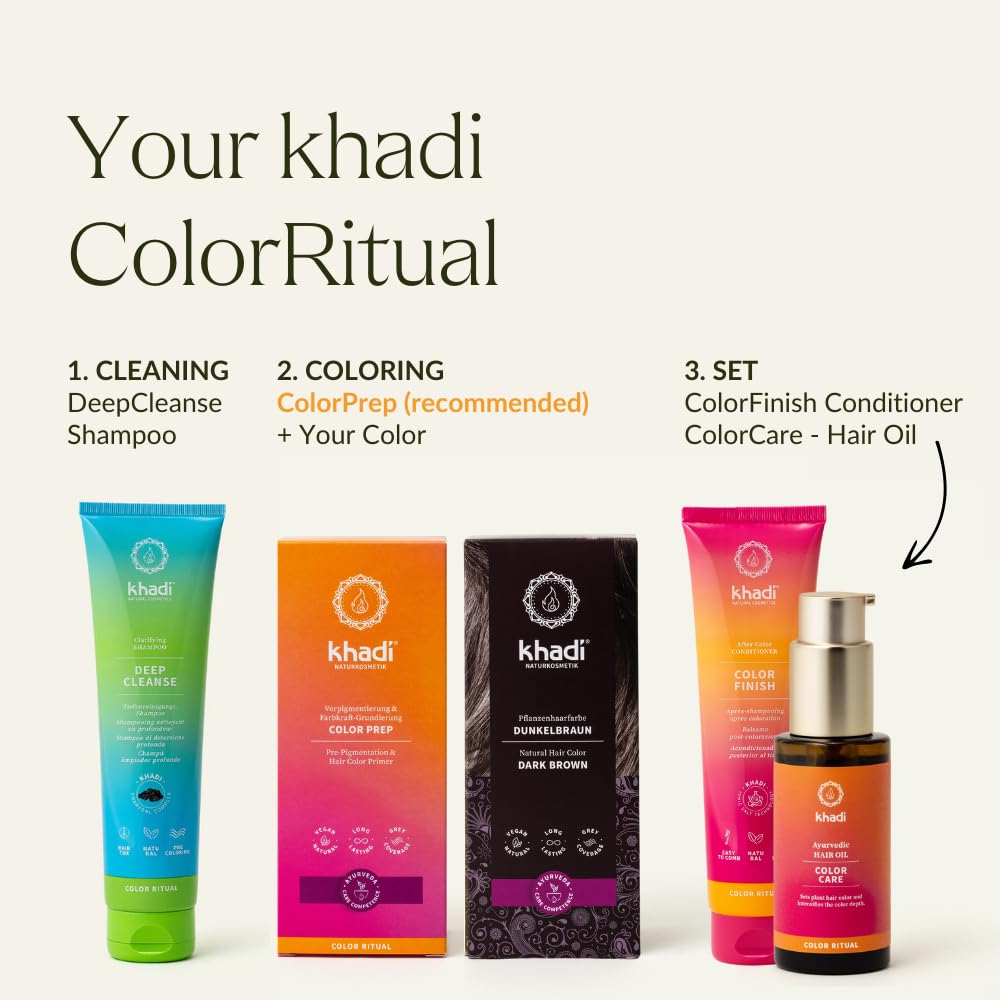 khadi DARK BROWN Natural Hair Color - Hair Color for deep, shiny dark brown to strong black brown - 100% herbal & natural - 3.5 oz - Image 6