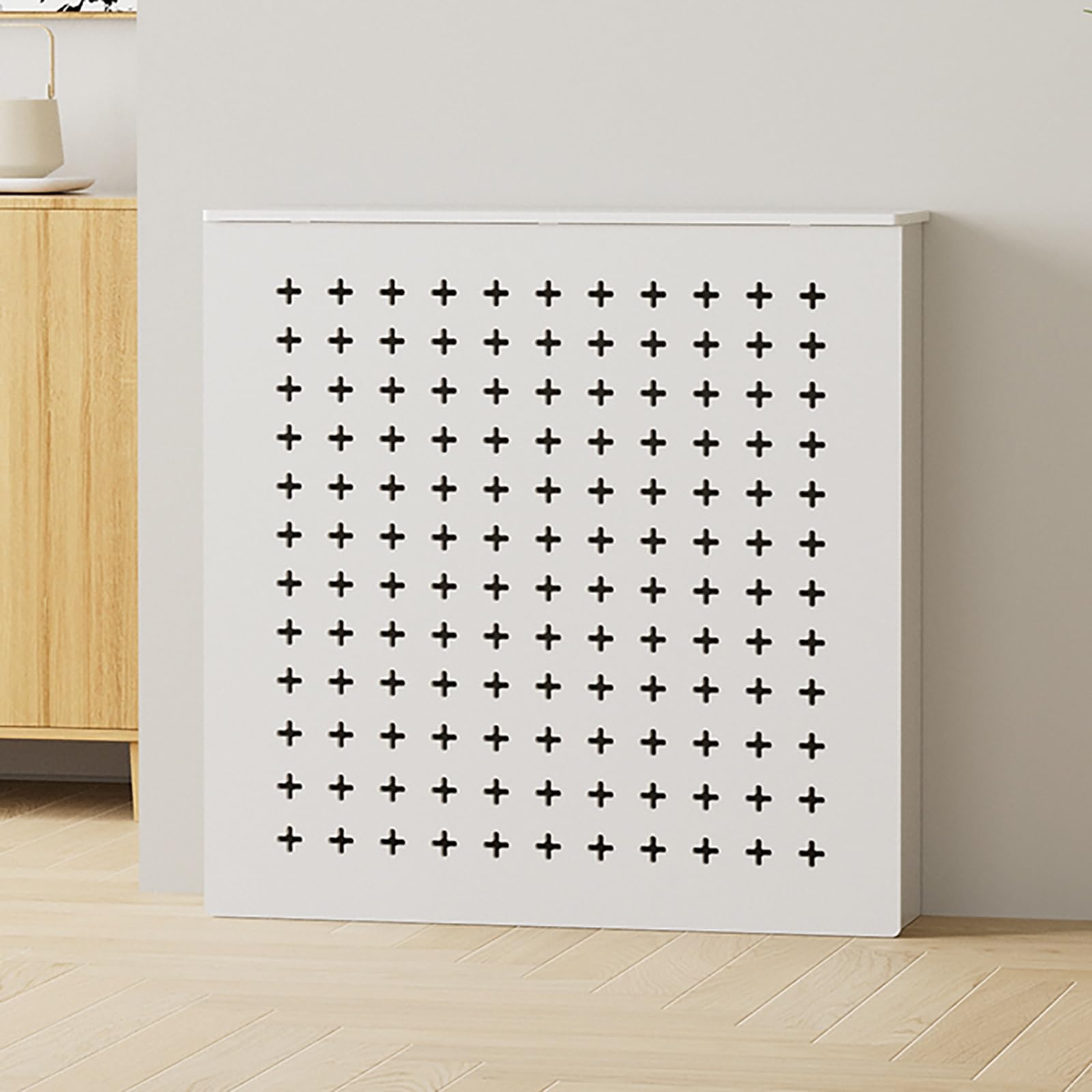 Heizkörperabdeckung, Heizkörperverkleidung Landhausstil, Heizkörperverkleidung Modern Vertikal Lamell Weiß Lackiert Schrank Heizkörper Abdeckung für Wohnzimmer/Schlafzimmer/Küche(80*90*15cm/31.5*35.4*