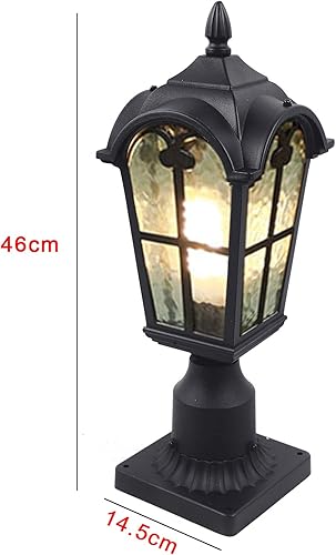 Miniatura 5 de Luces de poste al aire libre, lámparas de poste exterior de vidrio de agua vintage, farol de poste exterior de aluminio impermeable, iluminación de
