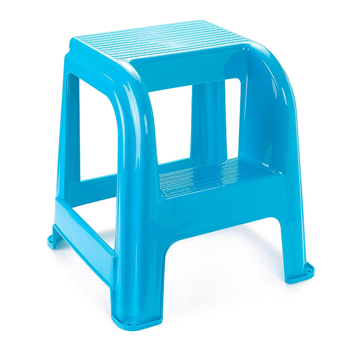 Sgabello Domus in plastica con gradino in blu chiaro 44 x 42 x 45 cm,