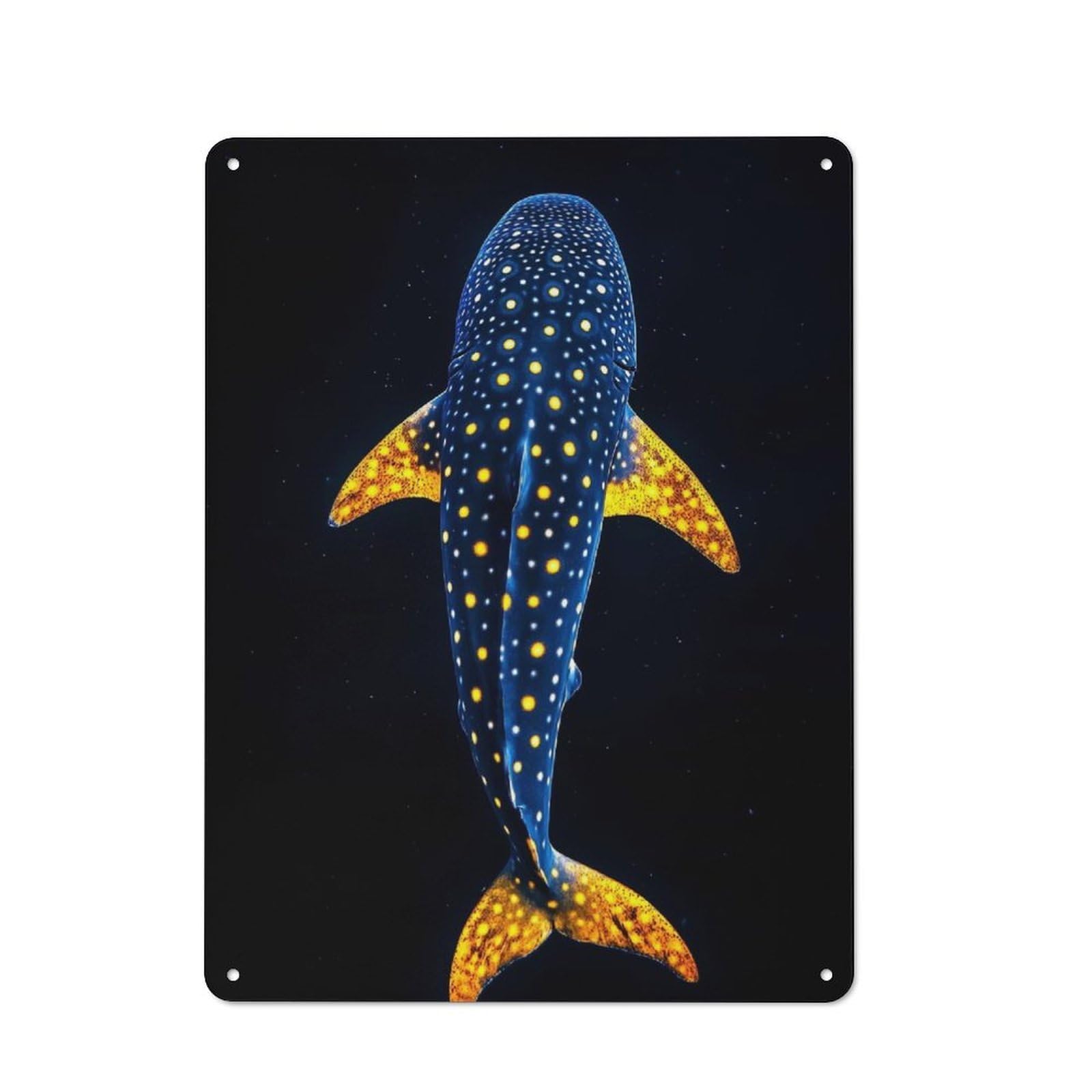 Junmoney Style-1 Whale Shark In The Dark Ocean Vintage Tin Wall Plaque 40X30cm For Hobby Room Or Studio, A Decorative Metal Sign For Hobby Rooms And Studios