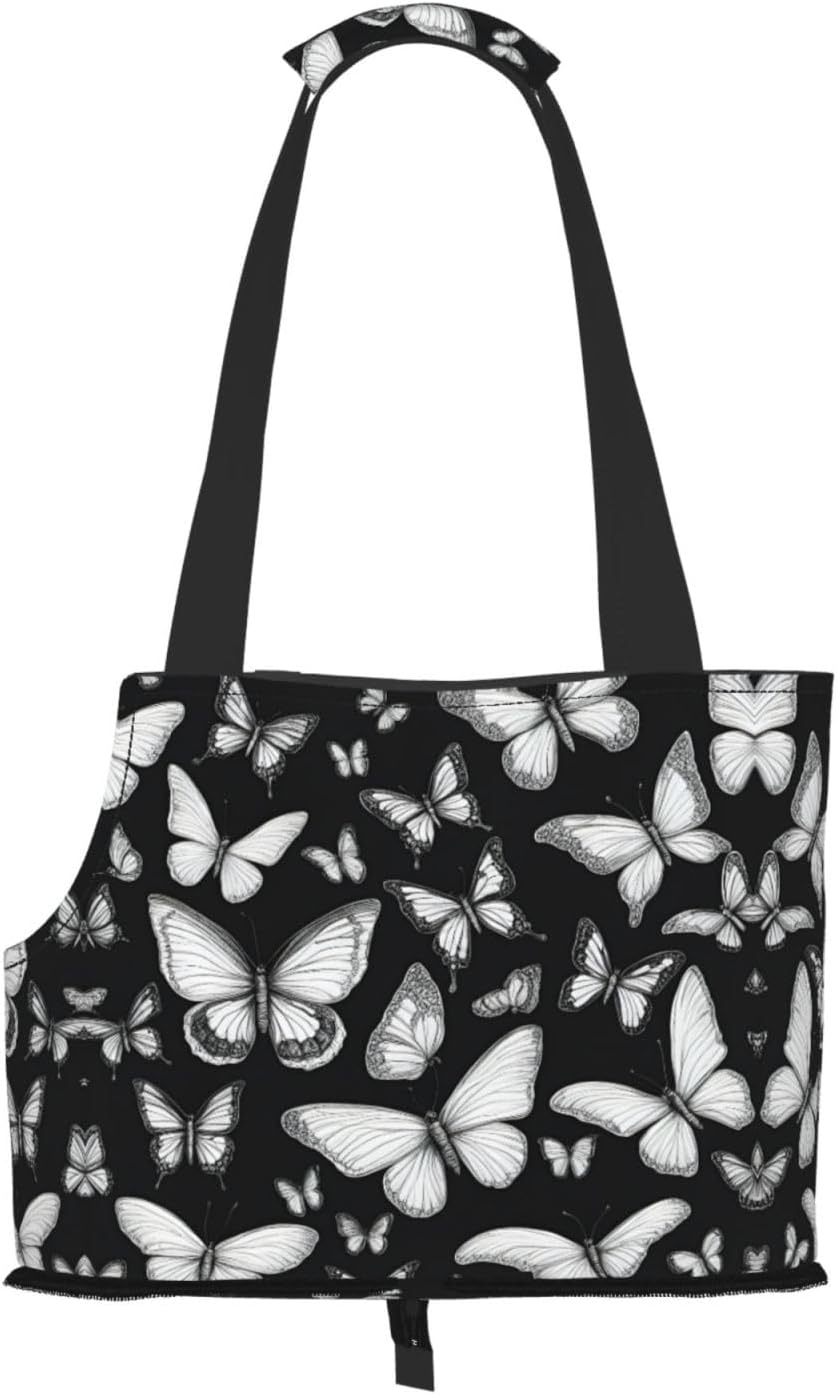 Hand Drawn Color Butterfly 1 Print Portable Foldable Shoulder Bag for Travel,with Collar Hook and Handle Pad,Cute Stylish Design