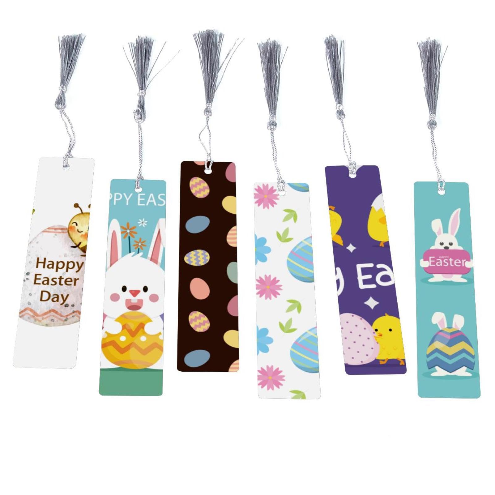 Lot de 6 marque-pages Happy Easter-Day à fond plat pour livre - 8