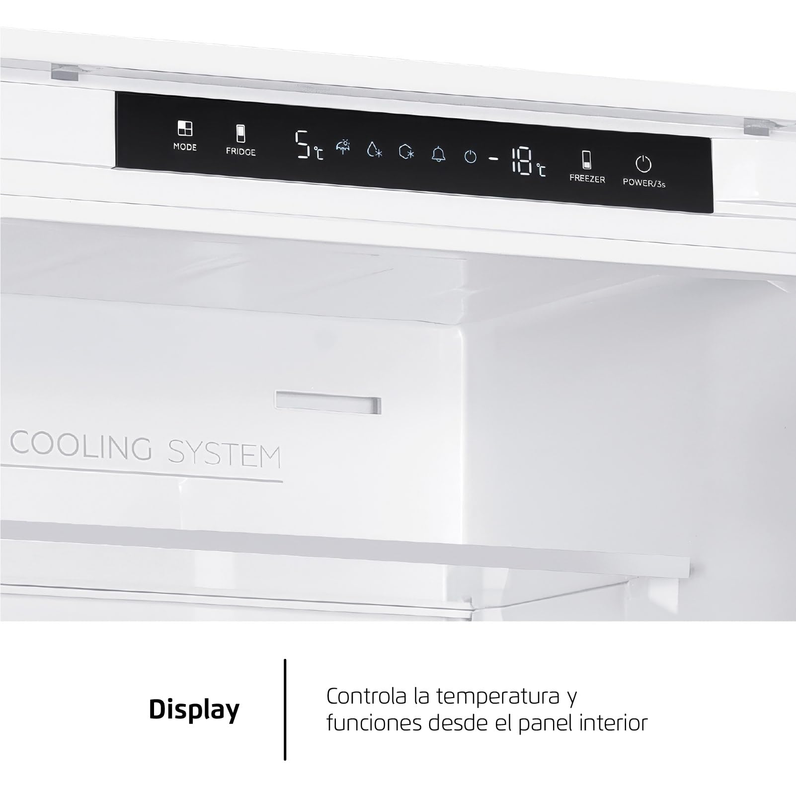 Corberó - Frigorífico Combi | CCH1756NFINT | 253 Litros | 179 cm | No Frost | Display Interior, Fresh Box | Cajón Crisper | Botellero de Madera | Modo Vacaciones | Blanco