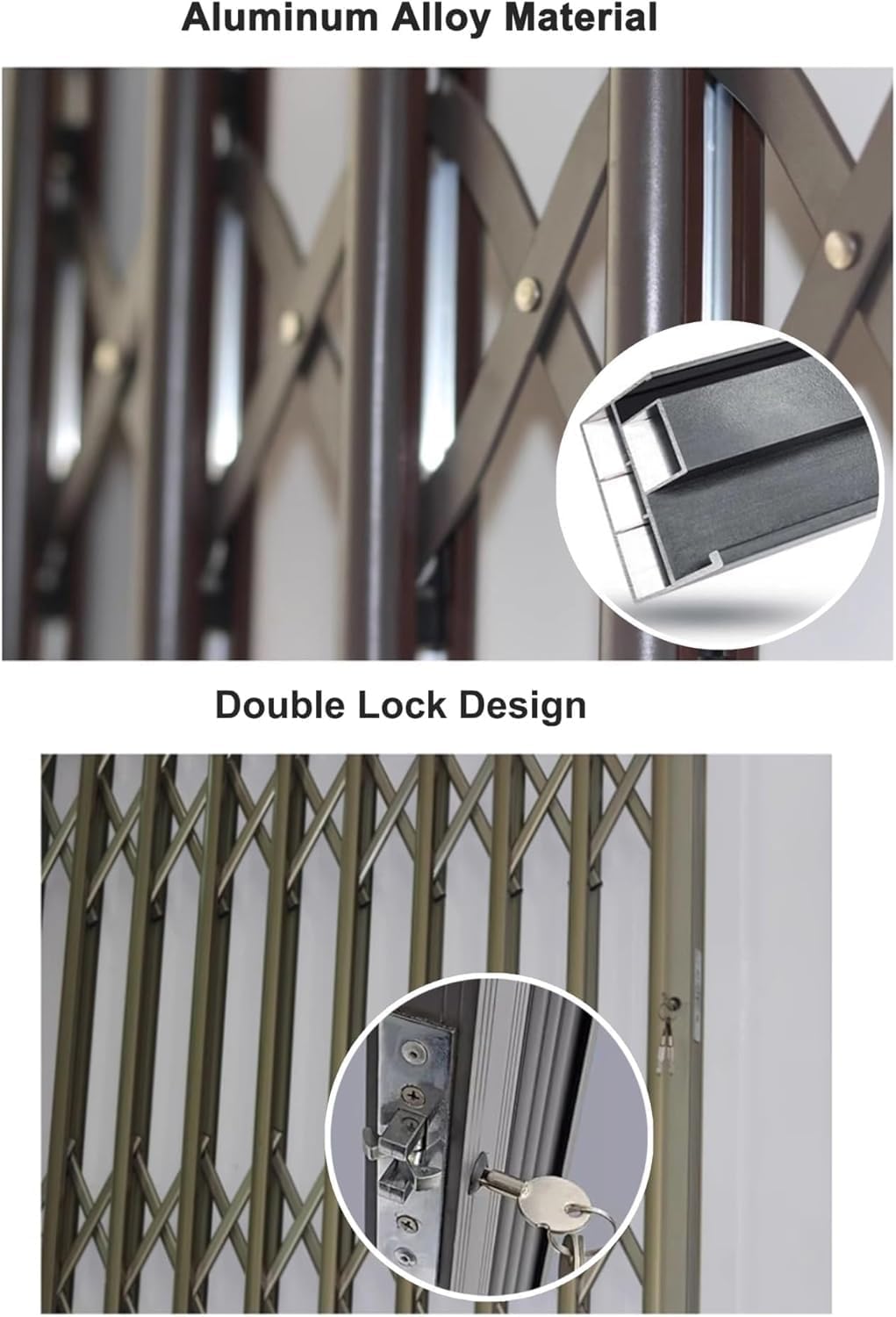 Lockable Outdoor Window Guardrail, Horizontal Sliding Window Security Bars for Home Safety - Durable Folding Fence, 30x34in (76.2x86.3cm)