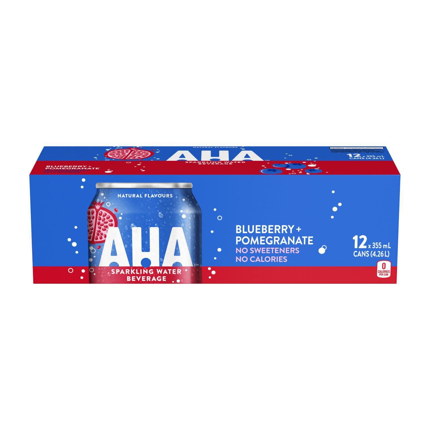 Aha Blueberry Pomegranate Fridge Pack Cans, 355 mL, 12 Pack