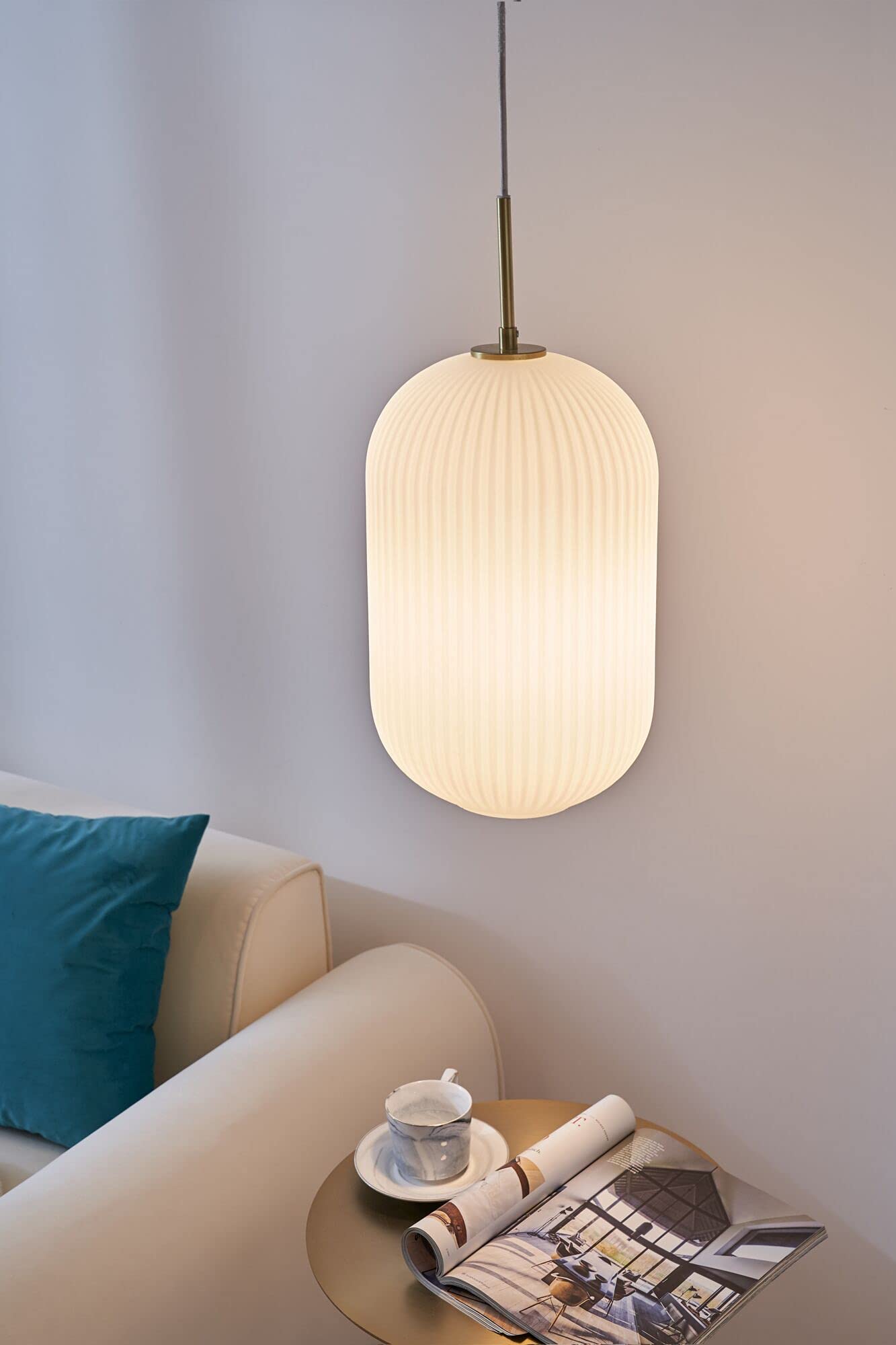 Pauleen 48233 Luminaire en suspension Splendid Delight 20 watts max. blanc, doré, verre, métal E27