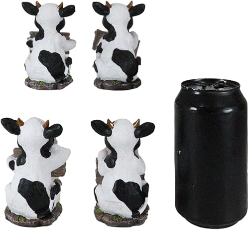 Miniatura 8 de Ebros Gift Fantásticos animales de granja occidental bovina Holstein - Juego de cuatro figuras de 3.75 pulgadas de alto que sostienen divertidos