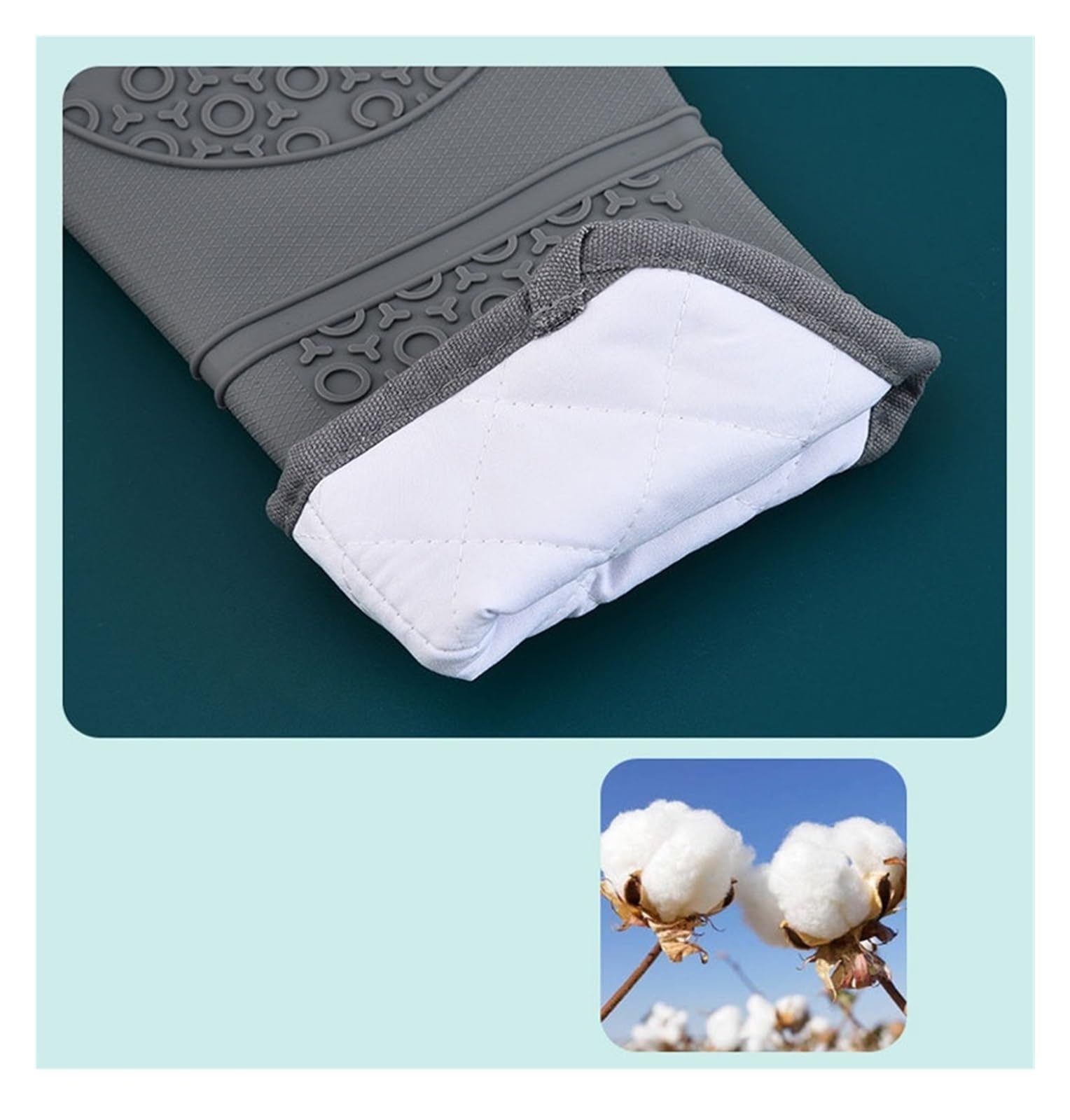 Set de guantes de horno de silicona, guantes de cocina resistentes al calor | Silicona, algodón y lona, forro suave de algodón, flexibles, para horno microondas horneado