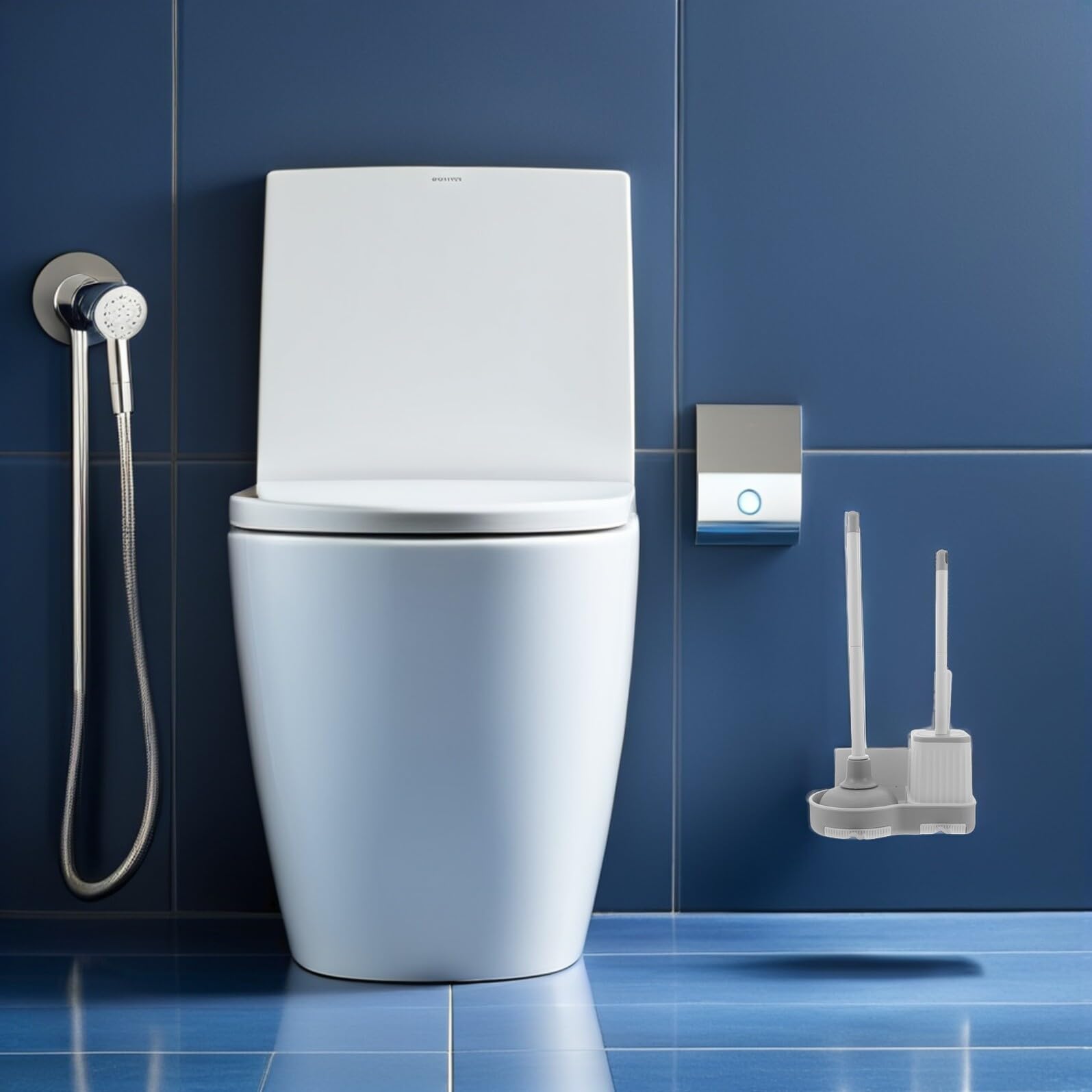 Hemobllo Escobillas de Baño con Soporte Escobilla de Inodoro de Pared Colgante Desatascador y Cepillo Combo para Limpieza de Baño para Artículos Esenciales Hogar