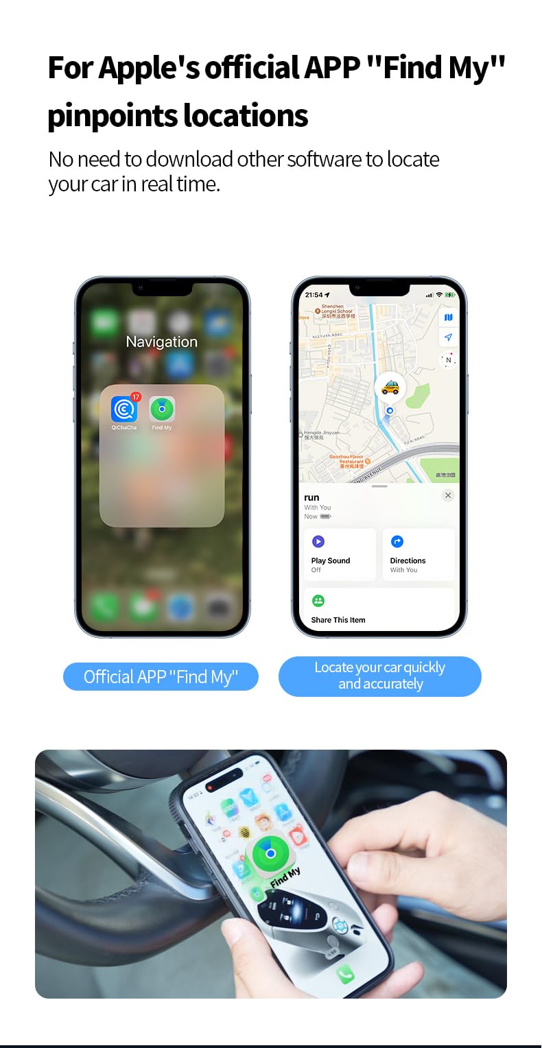 Cargador de Coche 2 en 1 con Localizador GPS Integrado, Compatible con “Find My” iOS, Seguimiento en Tiempo Real, Antirrobo, Doble Puerto USB-C y USB-A, Carga Rápida para Vehículos, Localizador Oculto