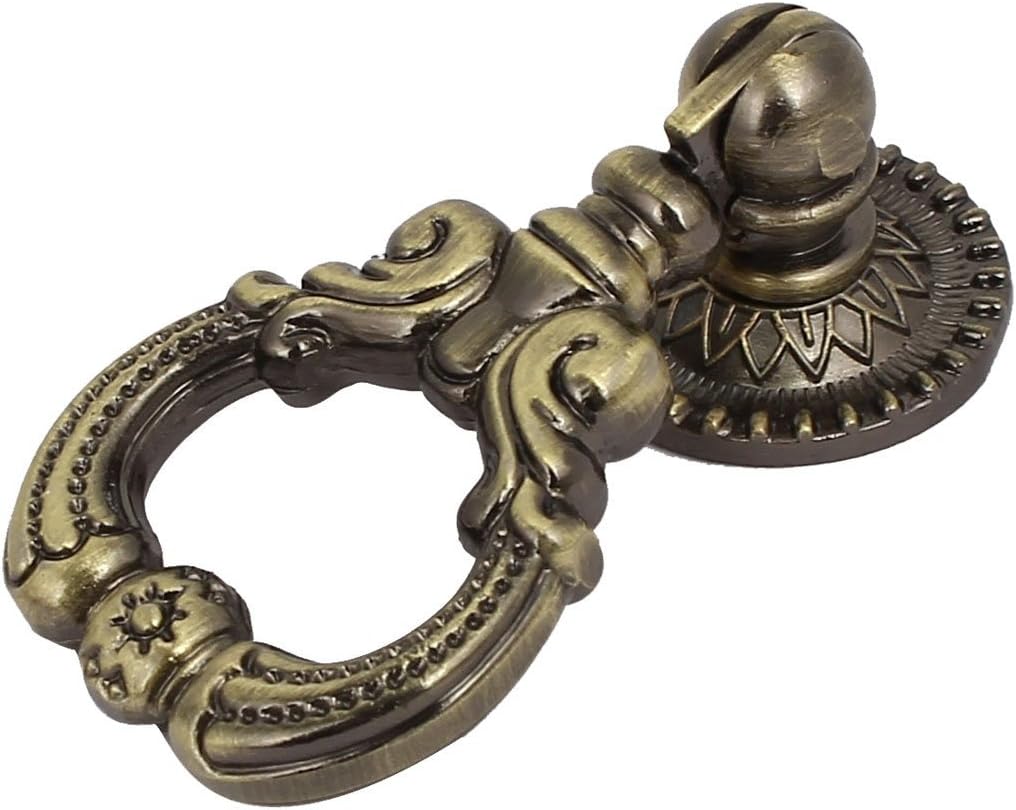 ELECTROPRIME Drawer Dresser Retro Style Metal Flippable Pull Handle Ring Bronze Tone