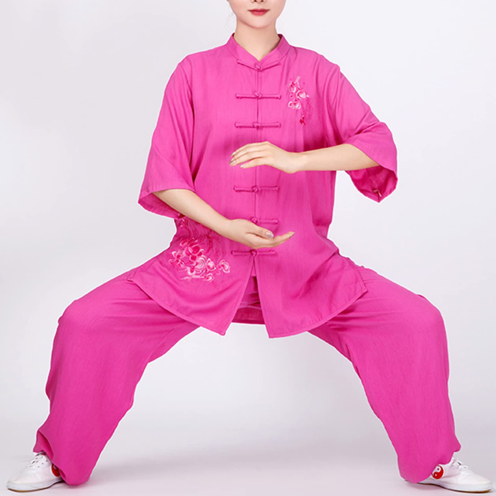 Odzież Tai Chi Mężczyźni Kobiety Bliski Rękaw Klamra Disc Haft Chińska Tradycja Tai Chi Jednolite Miękkie Luźne Odzież Kungfu Odzież Treningowa Grupa Odzież Wydajność,006,XXL
