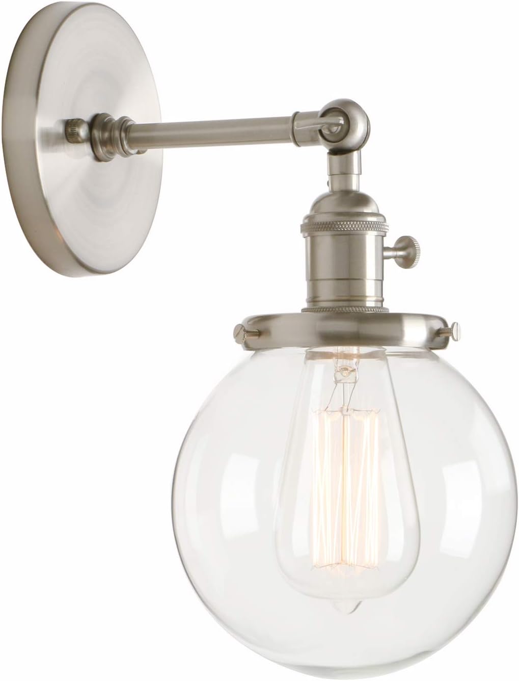 🛒 Crazy Deals Permo Vintage Industrial Wall Sconce Lighting Fixture with Mini 5.9 Round Clear Glass Globe Hand Blown Shade (Brushed) Best Deal 🛒 Permo Vintage Industrial Wall Sconce Lighting Fixture with Mini 5.9 Round Clear Glass Globe Hand Blown Shade (Brushed)