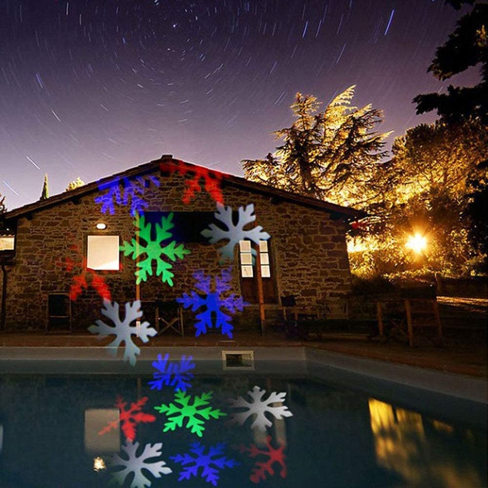 TEDD Proiettore Luci Natale Fiocco di Neve Effetto Rotante Impermeabile LED Lampada per Esterno Natale Festa Giardino Interno Casa