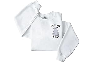 Future Ghost Embroidered Funny Halloween Hoodie with Bat Sleeve