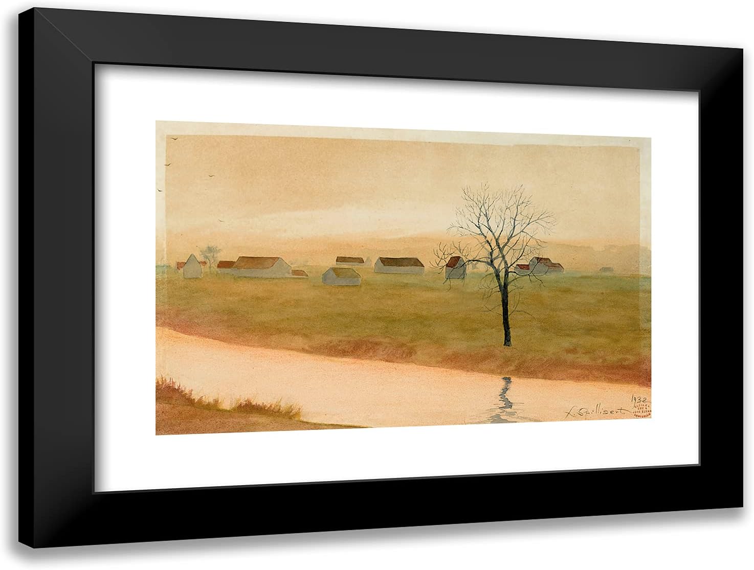 ArtDirect Spilliaert, Leon 24x18 Black Ornate Framed Art Print with Double Matting Titled: Landscape