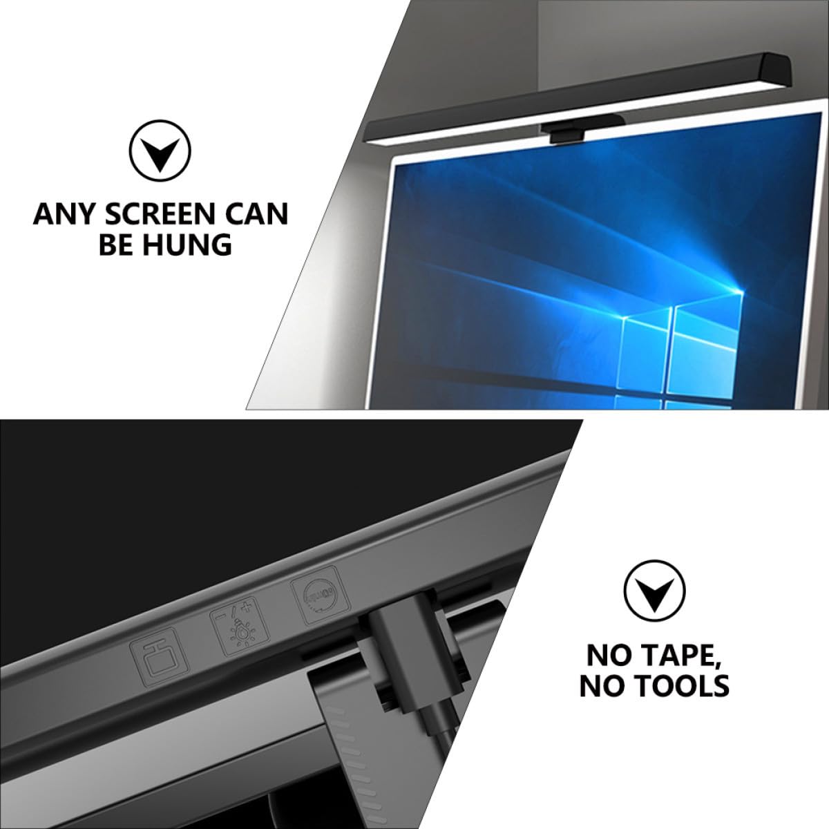 SHERCHPRY Lámpara LED Protección Ocular Material Abs y Aleación de Aluminio Luz Asimétrica Ajustable para Monitor de Computadora Portátil Adecuado para Uso en Escritorio